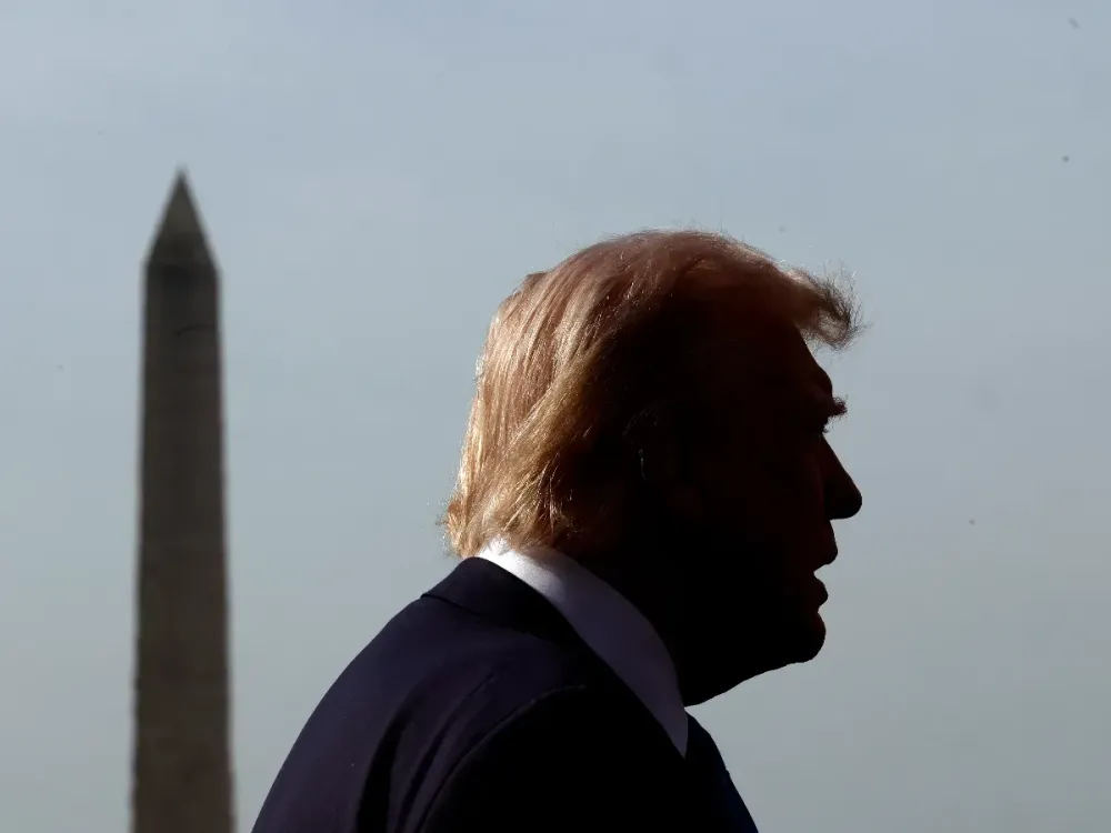 U.S. President Donald Trump speaks to the media as he departs the White House on April 25, 2025 in Washington, DC. (Photo by Kevin Dietsch/Getty Images)