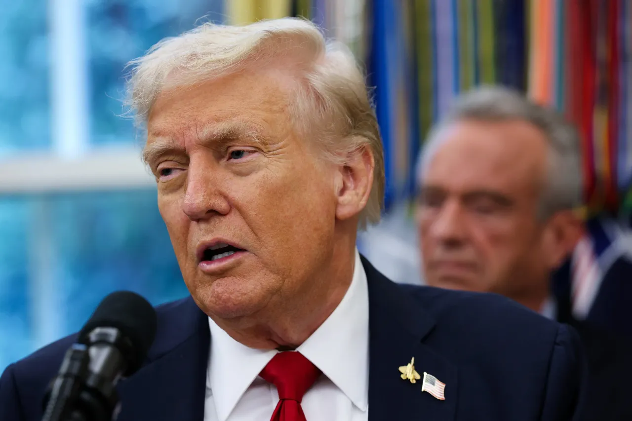 U.S. President Donald Trump announces a deal with Pfizer to lower Medicaid drug prices in the Oval Office of the White House on September 30, 2025.  (Photo by Win McNamee/Getty Images)