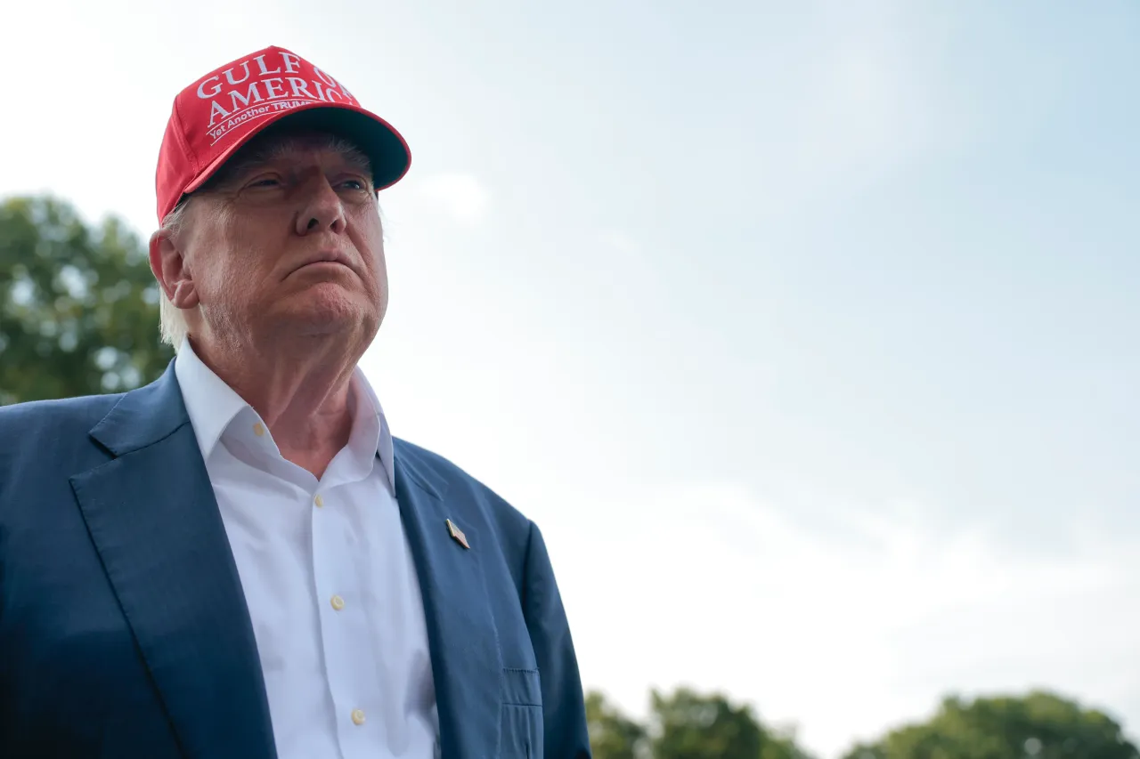 U.S. President Donald Trump speaks to reporters on the South Lawn before boarding Marine One and departing the White House on July 01, 2025 in Washington, DC.  (Photo by Anna Moneymaker/Getty Images)