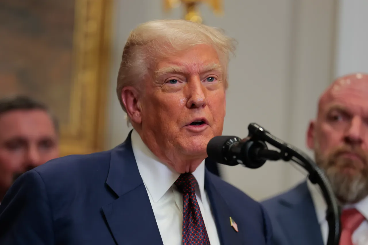 U.S. President Donald Trump speaks during an executive order signing ceremony in the Roosevelt Room of the White House on July 31, 2025 in Washington, DC. (Photo by Anna Moneymaker/Getty Images)