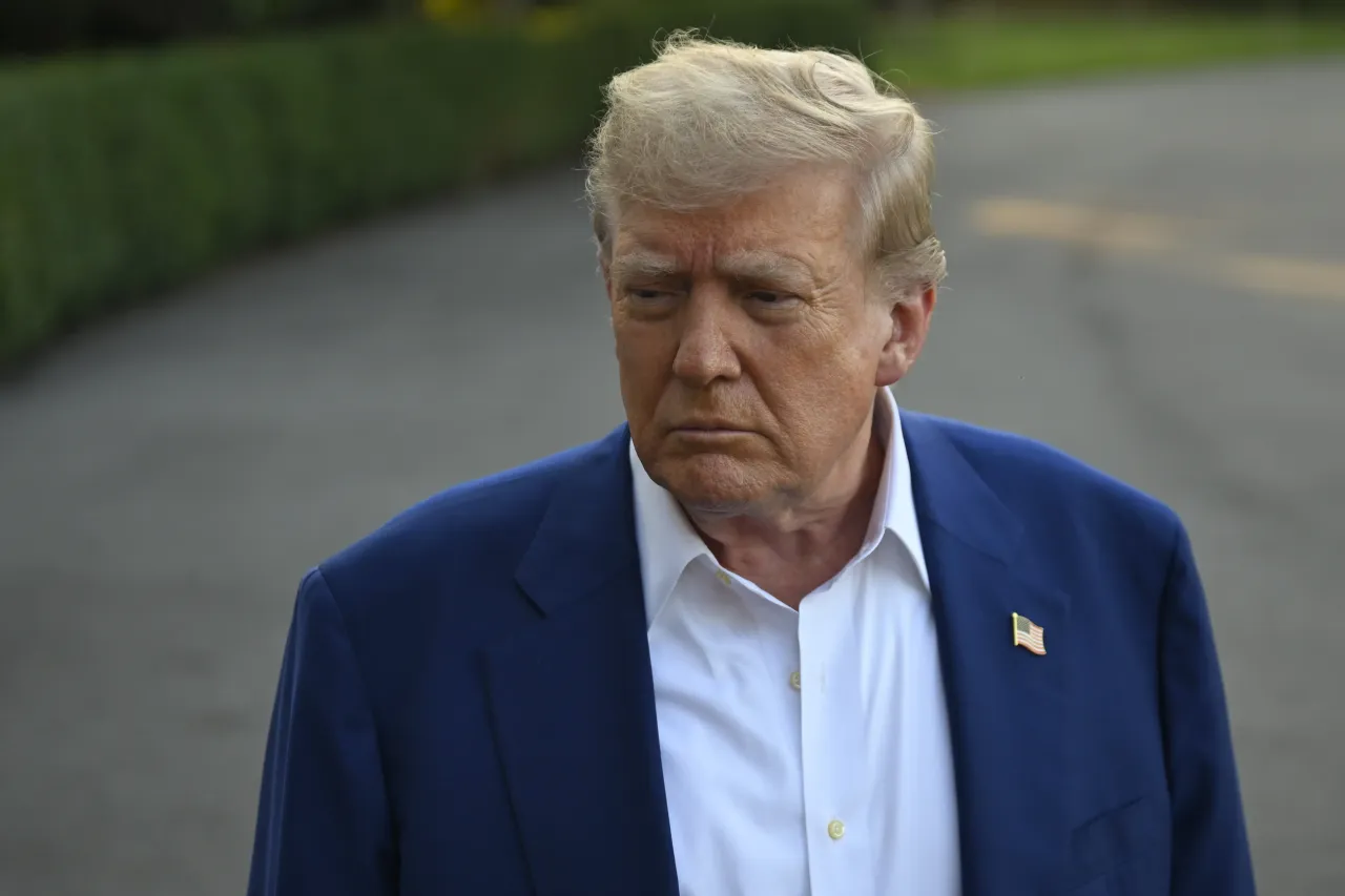 United States President Donald Trump speaks to press before his departure at the White House to route The Hague, Netherlands on June 24, 2025, in Washington D.C. to attend NATO Summit in Netherlands. (Photo by Celal Gunes/Anadolu via Getty Images)
