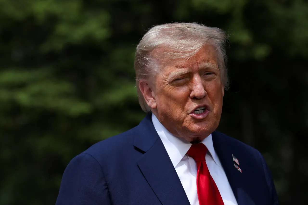 U.S. President Donald Trump speaks to the media at the G7 Leaders' Summit on June 16, 2025 in Kananaskis, Canada. (Photo by Suzanne Plunkett-Pool/Getty Images)