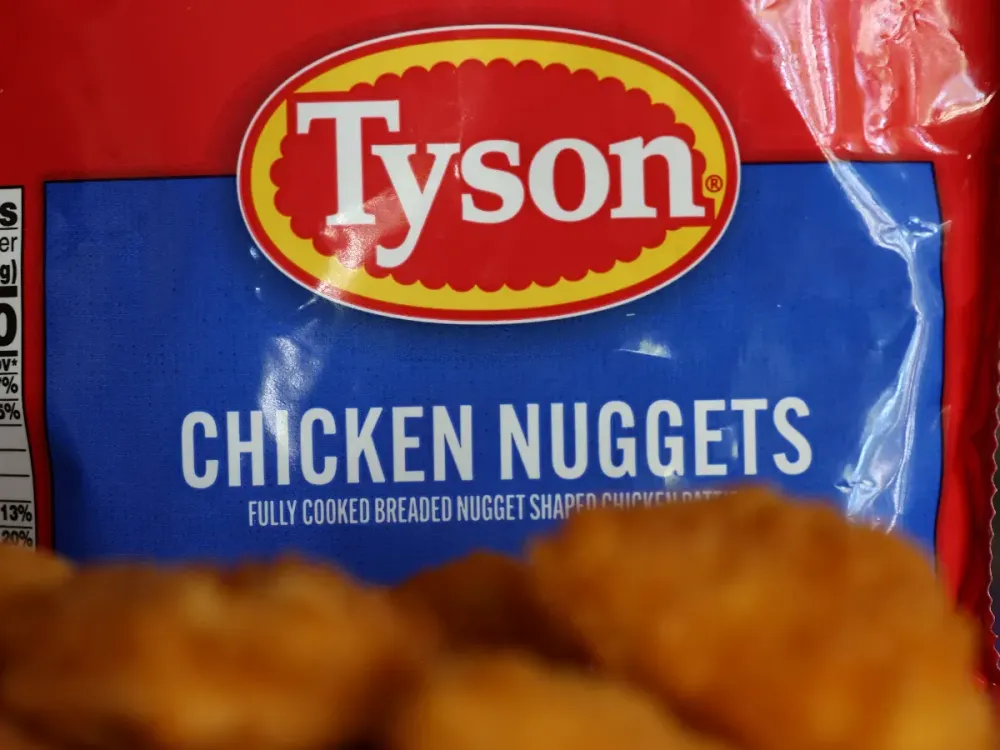 Tyson frozen chicken products are displayed in a freezer at a Target store on November 12, 2024 in Novato, California. (Photo illustration by Justin Sullivan/Getty Images)