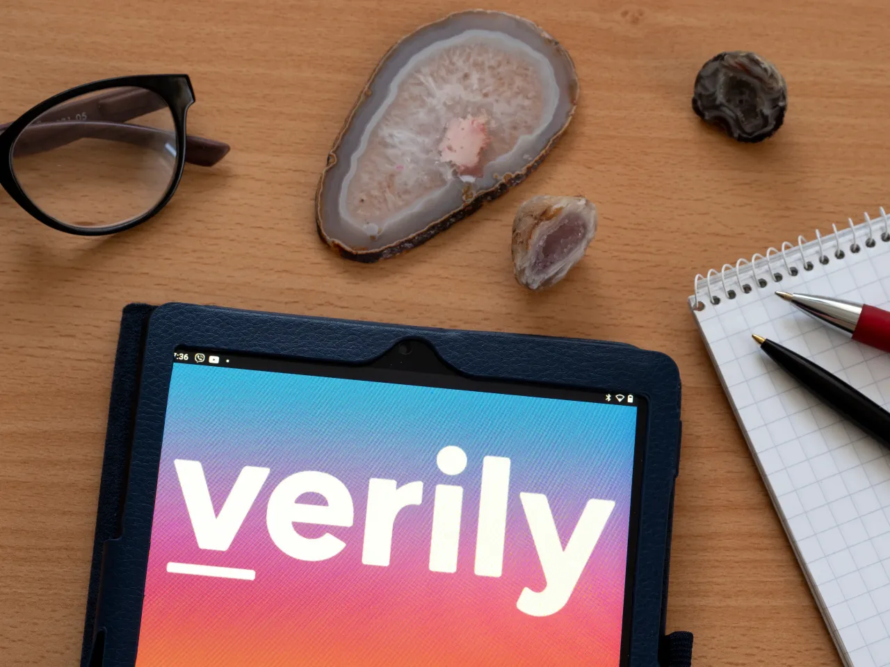 In this photo illustration Verily Life Sciences, also known as Verily owned by Alphabet Inc. logo seen displayed on a tablet. (Photo Illustration by Igor Golovniov/SOPA Images/LightRocket via Getty Images)