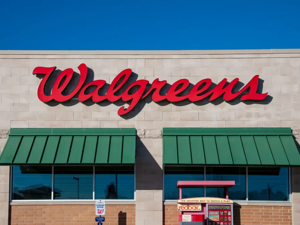 Exterior and logo of a Walgreens pharmacy. It is one of the largest drugstore chains in the U.S. (Photo by: Michael Siluk/UCG/Universal Images Group via Getty Images)