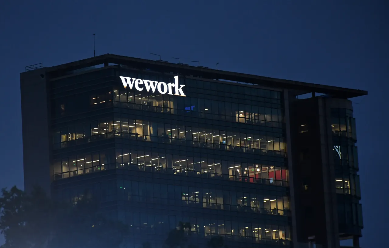 WeWork office building, a global flexible provider of coworking space across the globe is seen at Bandra Kurla Complex (BKC) business district in Mumbai. (Photo by Ashish Vaishnav/SOPA Images/LightRocket via Getty Images)