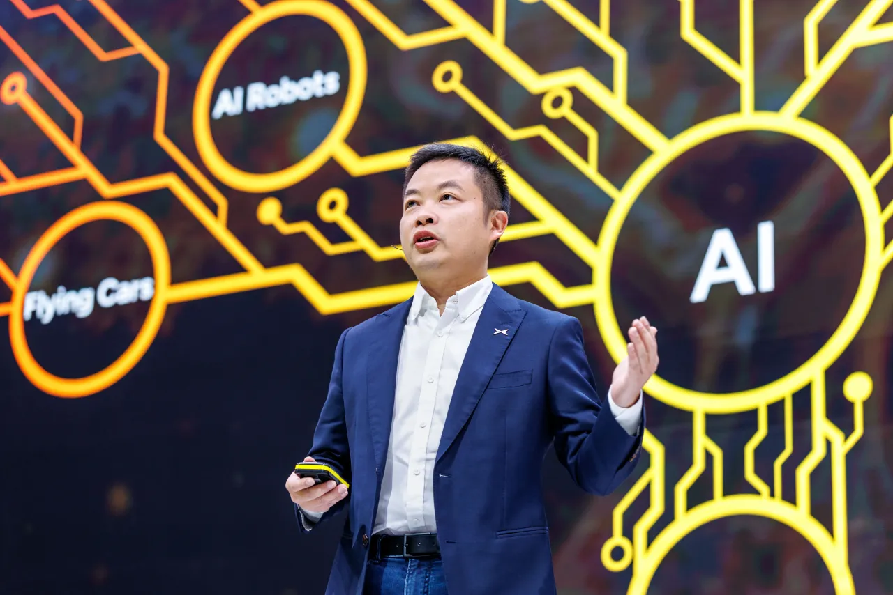 He Xiaopeng, Chief Executive Officer (CEO) and founder of Xiaopeng Motors, on September 8, 2025 at a presentation of the XPENG brand. (Photo by Matthias Balk/picture alliance via Getty Images)