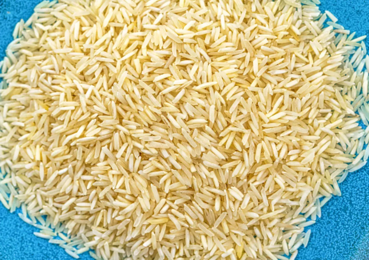 In this photo illustration, , a heap long grain basmati white rice. (Photo Illustration by Roberto Machado Noa/LightRocket via Getty Images)