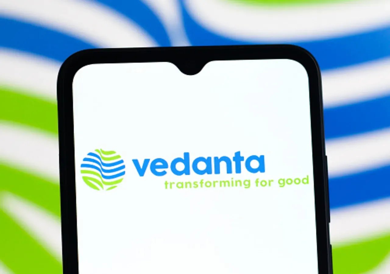 In this photo illustration, the Vedanta Limited logo is seen displayed on a smartphone screen. (Photo Illustration by Thomas Fuller/SOPA Images/LightRocket via Getty Images)