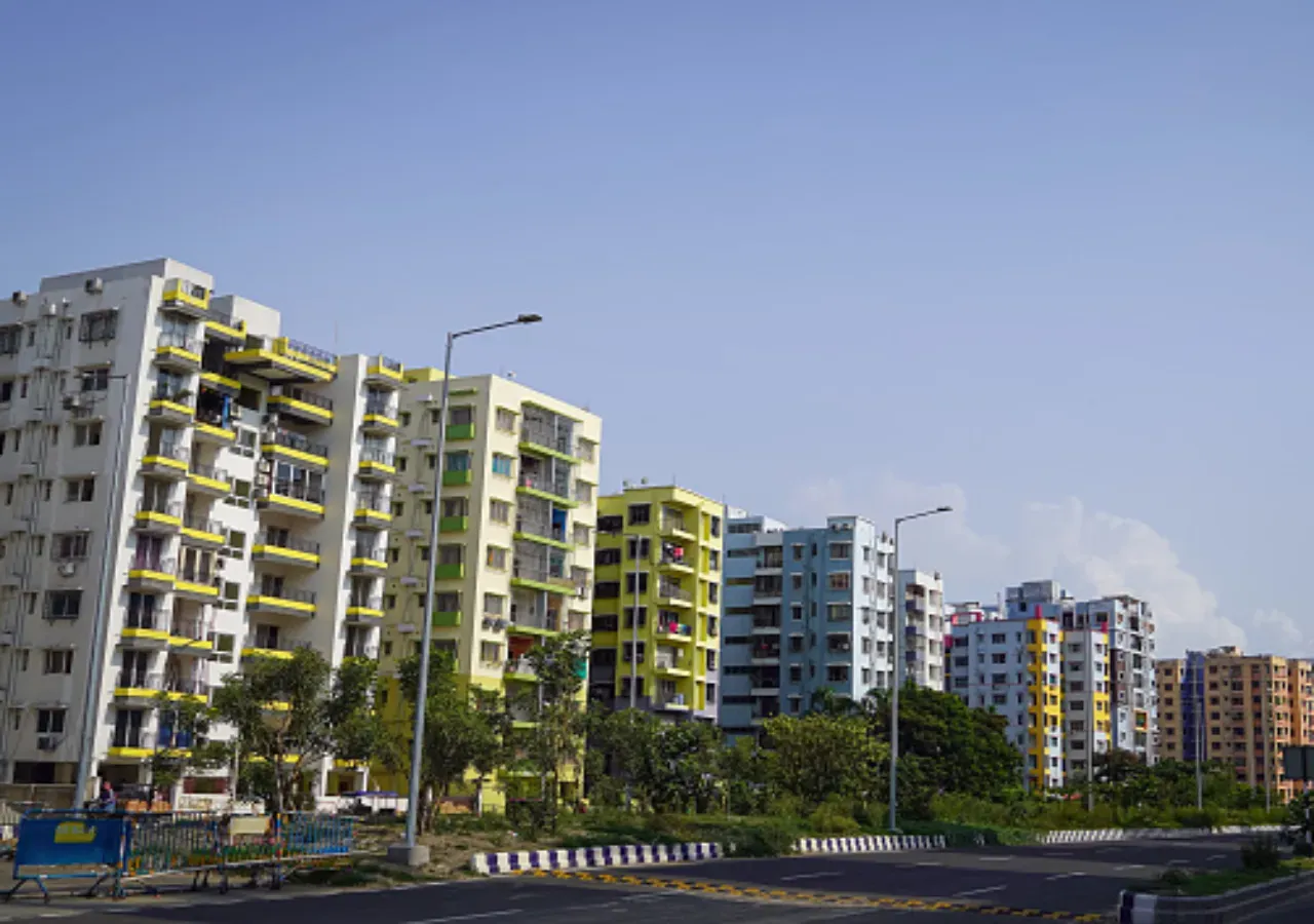 Housing complexes are shown in Kolkata, India, on May 21, 2025. (Photo by Sudipta Das/NurPhoto via Getty Images)