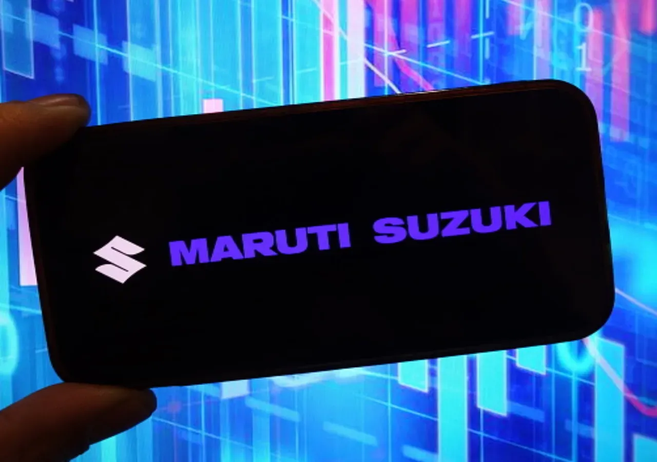  In this photo illustration, the Maruti Suzuki India company logo is seen displayed on a smartphone screen. (Photo Illustration by Piotr Swat/SOPA Images/LightRocket via Getty Images)