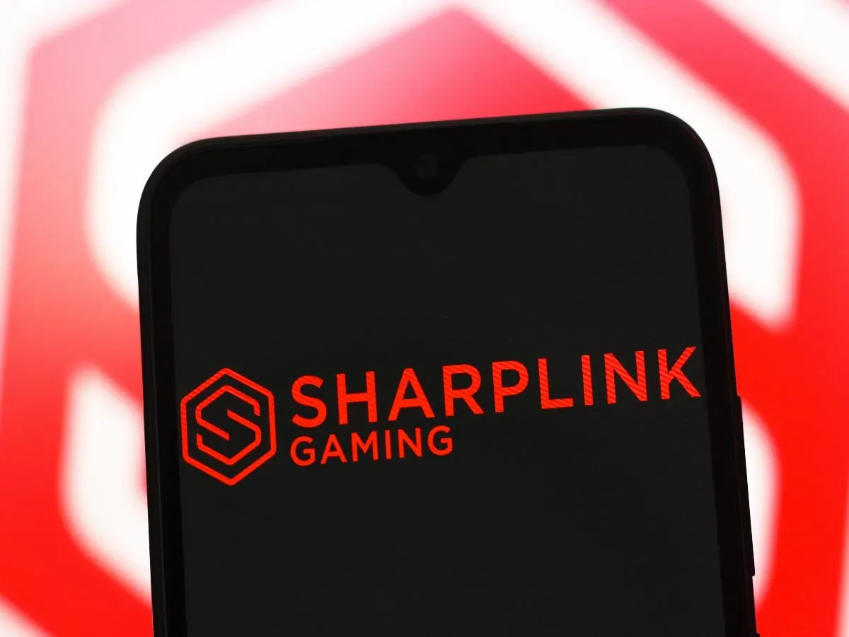 In this photo illustration, the SharpLink Gaming logo is seen displayed on a smartphone screen.
