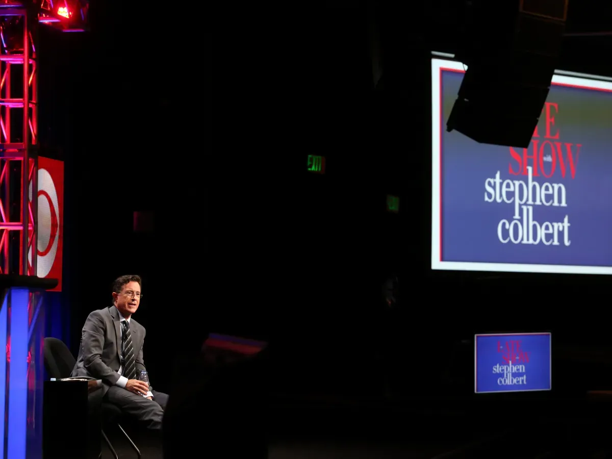 Stephen Colbert speaks onstage during the 'The Late Show with Stephen Colbert' panel discussion at a CBS event in 2015 in Beverly Hills, California. (Photo by Frederick M. Brown/Getty Images)